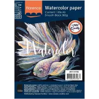 Florence Aquarelpapier - Zwart - A5 - 300 gram - Smooth - Gladde Structuur - Florence - 100 vellen