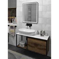Sapho Skara badmeubel met Solid Surface wastafelblad 100cm eiken collingwood