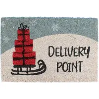 House of Seasons Buitenmat - Deurmat buiten - Deurmat Kerst - Kerst met slee Delivery Point - 60cm x 40cm x 1.5cm (LxBxH) - Rood, wit en zwart