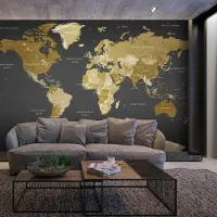 Karo-art 294cm X 210cm - Zelfklevend fotobehang - Wereldkaart, Moderne geografie, premium print