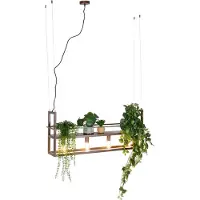 QAZQA Industriële hanglamp roestbruin met rek 4-lichts - Cage Rack
