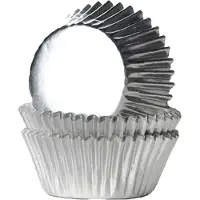 Cake Supplies MINI Cupcake Vormpjes Folie Zilver pk/36