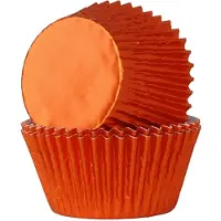 Cake Supplies Cupcake Vormpjes - Folie Oranje - pk/24 - Baking Cups voor Muffins en Cupcakes