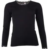 Engel - Women's Shirt L/S mit Spitze - Merino-ondergoed 46/48, zwart