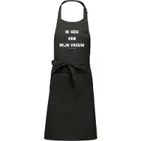 Kariban Keukenschort - BBQ schort - Ik hou van mijn vrouw (als ze bier voor mij haalt) - chique grijs