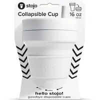 Stojo Biggie Cup 470ml uitgebreide verpakking opvouwbare koffiebeker (Kleur: wit)