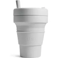 Stojo Biggie Cup 470ml uitgebreide verpakking opvouwbare koffiebeker (Kleur: lichtroze)
