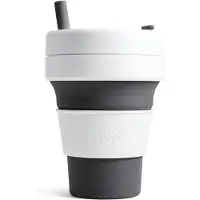 Stojo Biggie Cup 470ml uitgebreide verpakking opvouwbare koffiebeker (Kleur: grijs/wit)