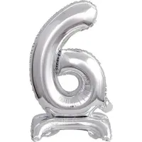 Amscan Cijferballon 6 Folie 38 Cm Zilver