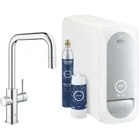 GROHE Blue Home 1-gats keukenkraan m. duo U-uitloop uittrekbaar starterkit m. Wifi bluetooth Chilled & Sparkling 3x gekoeld + 3x bruisend water chroom
