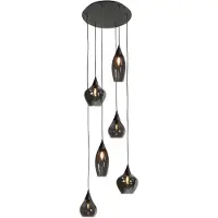 Highlight Hanglamp Cambio Zwart 6 Lichts Smoke Glas