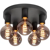 Highlight 5 Lichts Plafondlamp Basic Zwart Ø 30cm