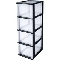 Iris Organizer Chest ladesysteem A4 - 4 diepe lades - 4 x 13L - Kunststof - Zwart/Transparant - Zonder Wielen