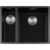 Togo Black Quartz Series spoelbak 15+3440cm Plug Inox 1534BQ-FU-Inox