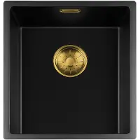 Togo Black Quartz Series spoelbak 3440cm Plug Gold 34BQ-FU-Gold
