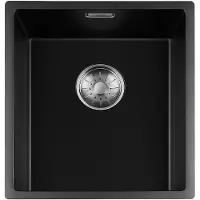Togo Black Quartz Series spoelbak 3440cm Plug Inox 34BQ-FU-Inox
