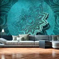 Karo-art 294cm X 210cm - Zelfklevend fotobehang - Azuur blauwe bloem, 8 maten, premium print