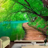 Karo-art 147cm X 105cm - Zelfklevend fotobehang - Groene vrede, bos, 8 maten, premium print