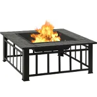 vidaXL Vuurplaats met pook XXL 81x81x47 cm staal
