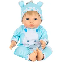Tiny Treasures Puppe m. Blondes Haar - Hippo-Outfit - - One Size - Puppen