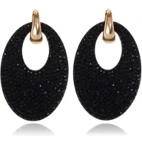 Cilla Jewels Ovale dames oorbellen Zwart Goudkleurig