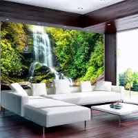 Karo-art 98cm X 70cm - Zelfklevend fotobehang - Wonder van de natuur , Bergwaterval, Premium Print