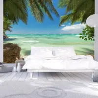 Karo-art 98cm X 70cm - Zelfklevend fotobehang - Ontspannen op het strand , Tropisch , Premium Print