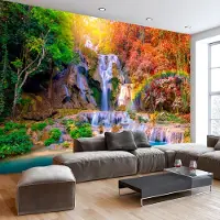 Karo-art 392cm X 280cm - Zelfklevend fotobehang - Tat Kuang Si watervallen , Premium Print