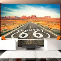 Karo-art 392cm X 280cm - Zelfklevend fotobehang - Route 66 , Premium Print