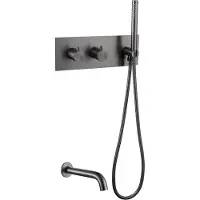 Guido Gusto Inbouw badkraan gun metal twee-knop bediening complete set