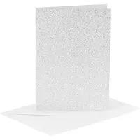Packlinq Kaarten en enveloppen - Blanco met glitter - Zilver - 4 sets