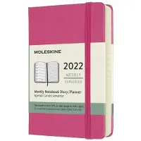 Moleskine Weekplanner 2022 12-maanden weekagenda Weekplanner en notitieboek Hardcover Zakformaat 9 x 14 cm Kleur Bougainvillea Roze 144 pagina's
