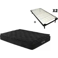 Vente-unique Set 2 lattenbodems 90x200 + matras met pocketveren - BLACK DREAM van DREAMEA PLAY - 180 x 200 cm