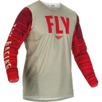 FLY Racing Kinetic Wave Lichtgrijs Rood Jersey Maat L