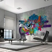Karo-art 147cm X 105cm - Zelfklevend fotobehang - Graffiti Oog, 8 maten, premium print, geen behangtafel nodig, instructies bijgevoegd, eenvoudig aan te brengen