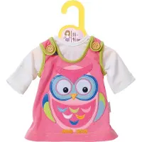 Dolly Moda poppenkleding jurk met uil 24 cm katoen roze