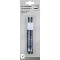 Sigel krijtmarkers - ronde punt - 2 stuks - afwasbaar - wit - SI-GL178