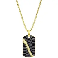 Lucardi Heren Ketting met hanger met zirkonia - Staal - Ketting - Vaderdag Cadeautje - 55 cm - Goudkleurig