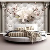 Karo-art 343cm X 245cm - Zelfklevend fotobehang - Koninklijke elegantie, Lelies en orchideeën , 8 maten, premium print