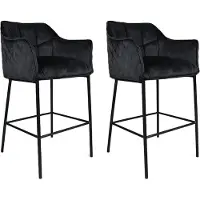 Bronx71 Velvet barkruk Jayron Antraciet 82 cm - Barkrukken set van 2 - barstoel