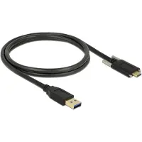 DeLOCK USB-A naar USB-C kabel - USB-C connector met 2 schroeven - USB3.1 Gen 2 - tot 3A / zwart - 1 meter