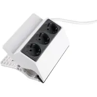 Q-Link stekkerdoos †“ 3†“voudig †“ met klembevestiging †“ platte stekker †“ randaarde †“ 3 x 1.5 mm² †“ 3 m †“ wit †“ antraciet