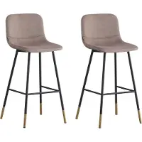 Bronx71 Velvet barkruk Mikky taupe 68 - 79 cm - Barkrukken set van 2 - barstoel