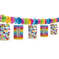 Folat Slinger Lampionnen ‘Happy B-Day’ Multicolor - 3.5 Meter