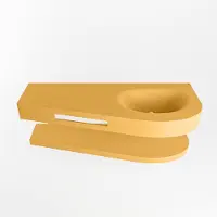 Mondiaz Riva 120cm wastafel met planchet Ocher en wastafel rechts 1 kraangaten Ocher