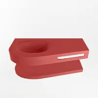 Mondiaz riva 100 cm wastafel met planchet kleur fire. Wastafel dulcet links 1 kraangaten kleur fire.