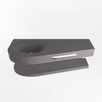 Mondiaz riva 120 cm wastafel met planchet kleur dark_grey. Wastafel dulcet links 0 kraangaten kleur dark_grey.