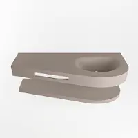 Mondiaz Riva 120cm wastafel met planchet Smoke en wastafel rechts 1 kraangaten Smoke