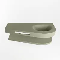 Mondiaz Riva 120cm wastafel met planchet Army en wastafel rechts 1 kraangaten Army