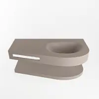 Mondiaz RIVA 100cm Wastafel met planchet kleur Smoke. Wastafel DULCET rechts 0 kraangaten kleur Smoke.